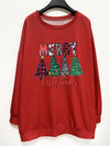 Cozy and Festive: Plus Size Christmas Casual Sweatshirt with Tree Slogan Print