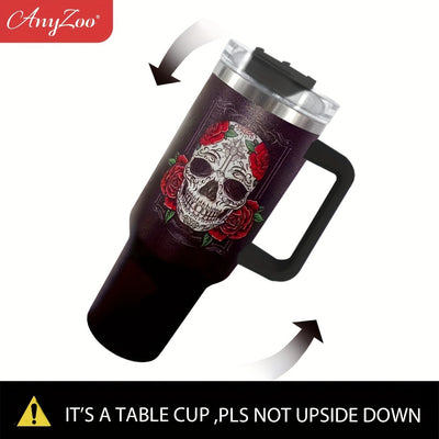 40Oz Halloween Horror Skull Tumbler, Portable Drinking Cups, For Car, Home, Office, Summer Drinkware, Travel Accessories, Home Kitchen Items, Halloween Birthday Gifts