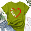 Dog Paw and Red Heart Print T-Shirt, Short Sleeve Crew Neck Casual Top For Spring & Summer, Women's Clothing