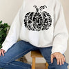 Halloween Pumpkin Pattern Sweatshirt: Spooky and Stylish Crew Neck Long Sleeve for Women