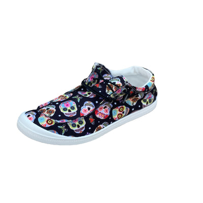 Stylish Halloween Colorful Skull Print Canvas Shoes - Comfortable Low Top Shoes