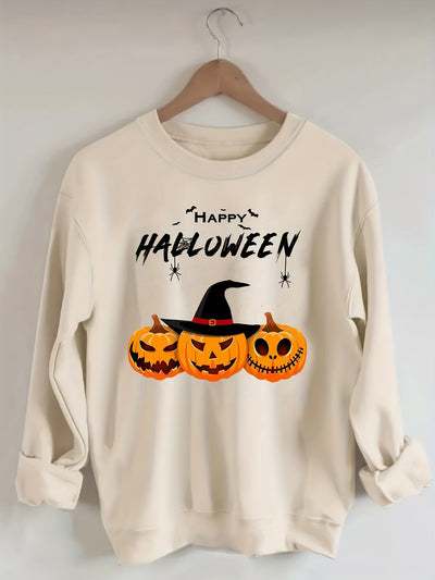 Pumpkin and Letter Print Plus Size Halloween Sweatshirt: A Cozy and Casual Must-Have for Women