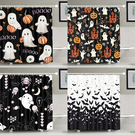 Create a spooky-yet-stylish bathroom ambiance with Pumpkin Bats Delight. Made of waterproof polyester material, this machine-washable shower curtain is perfect for Halloween decor and everyday use. Enjoy a frightfully festive twist on your bathroom decor.