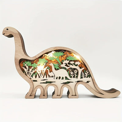 Artistic Woodcarving Dinosaur: Elegant Multi-layered Ornament for Creative Home Decor