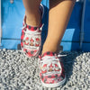 Fun and Festive: Women's Cartoon Print Canvas Shoes - Slip-On, Lightweight, and Comfy for the Holiday Season!