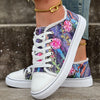 Women's Colorful Flower Canvas Shoes Lightweight - Stylish Lace-Up Outdoor Walking Shoes