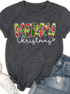 Merry Christmas Letter Print Crew Neck T-Shirt: Embrace Casual and Chic Style for Spring/Summer Women's Clothing