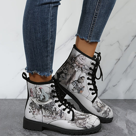 Add some bold fashion to your wardrobe with these Glamorous Women's Gothic Ankle Boots. The low heel and lace-up design provide optimum comfort, while the sturdy material will ensure durability. Get ready to make a statement with these chunky combat boots.