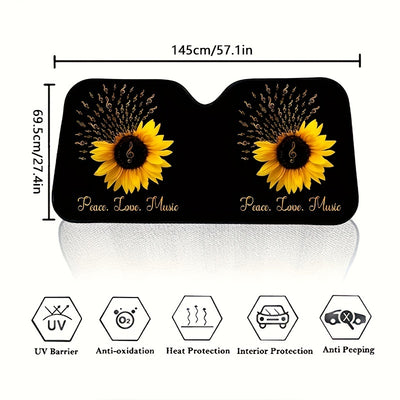 Vibrant Music Note Sunflower Car Windshield Sunshade: The Ultimate Car Protection Solution