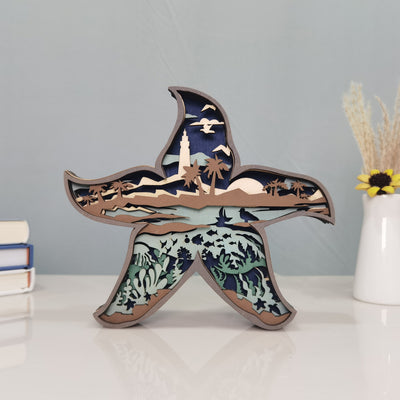 Starfish 3D Wooden Art Carving: Exquisite Home Decor, Art Night Light & Memorable Holiday Gift