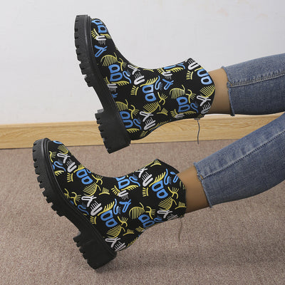 Expressing Vibrancy: Women's Colorful Graffiti Boots - Back Zipper Slip-On Round Toe Non-Slip Velvet Warm Comfy Shoes - Versatile Casual Shoes