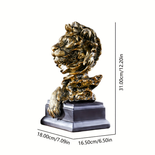 Add a touch of regal elegance to your home or office with our Golden Resin Lion Statue. This captivating figurine showcases the majestic King of the Beasts and is the perfect addition to any decor. Crafted from high-quality resin, it will make a stunning collectible for any men's room.