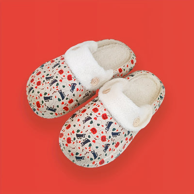 Festive Comfort: Warm Christmas Pattern Slippers – Cozy Slip-On Plush-Lined Shoes for Indoor Bliss