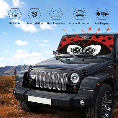 Stay Cool with the Cute Insects Car Windshield Sunshade: Protect and Personalize Your Car with a Foldable UV Ray Reflector Front Window Sun Shade Visor Shield Cover