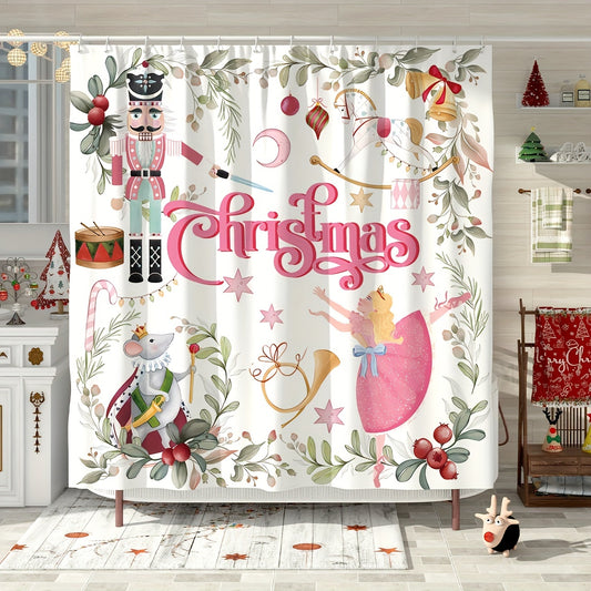 Enchanting Nutcracker Ballerina Shower Curtain: Enhance Your Bathroom with Christmas Cheer and Water-Resistant Luxury!