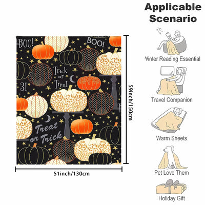 Cozy Flannel Pumpkin Blanket: Perfect Halloween Holiday Gift for All Ages