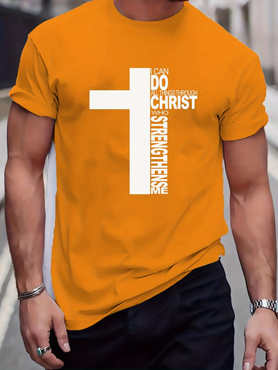 Simplicity in Style: Fashionable Cross Graphic Men's T-Shirt for Summer Outdoor Gear