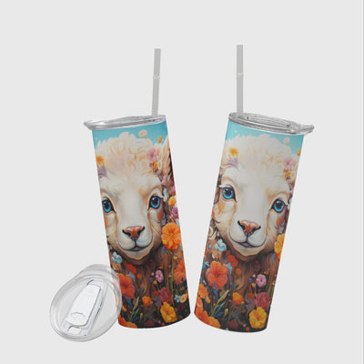 20oz Lamb-patterned Stainless Steel Tumbler: Shatterproof & Insulated for Hot and Cold Drinks - Perfect for Travel, Home, and Office Use!