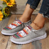 Geometric Design Canvas Shoes for Women - Low Top Lace Up Flat Sneakers for Casual Wear