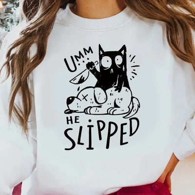 Cute Cat and Puppy Slogan Print Plus Size Casual Sweatshirt: A Comfy, Stylish Addition to Your Fall/Winter Wardrobe