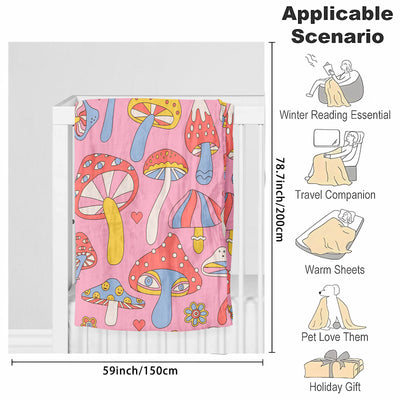Cozy Cartoon Mushroom Flannel Blanket: A Multi-Purpose All-Season Gift for Kids and Adults