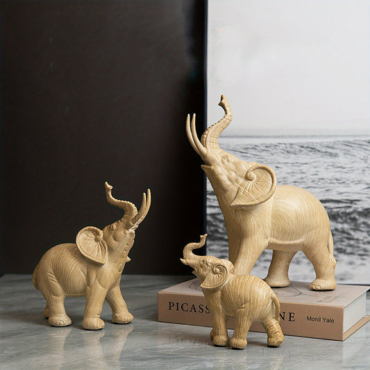 Wood Grain Resin Elephant Décor: A Majestic Addition to Your Living Room