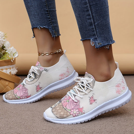 Cute Cartoon Pattern Sneakers: Lightweight and Casual Lace-Up Outdoor Shoes for Women