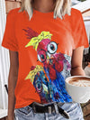 Cartoon Chicken Delight: Women's Casual Short Sleeve T-shirt with Quirky Print for Spring/Summer