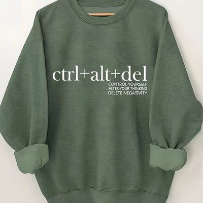 Stylish and Comfortable Letter Print Crew Neck Sweatshirt for Women