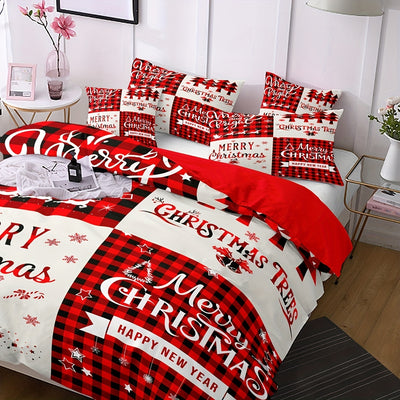 Red Christmas Pattern Duvet Cover Set: Enhance Your Bedroom with Festive Comfort