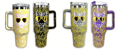 40oz Tiger Tumbler: Stylish Stainless Steel Thermal Water Bottle with Lid and Straw for On-the-Go Hydration