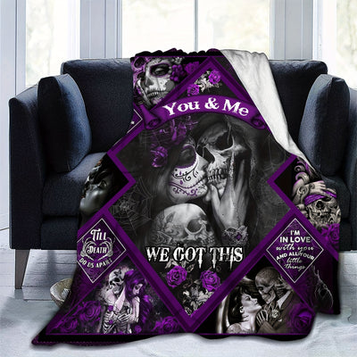 Goth Beauty Skull Pattern Flannel Blanket: The Ideal Halloween Gift for Cozy Nights