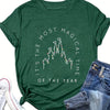 Festive Delight: Christmas Castle Print T-Shirt – The Ultimate Summer/Spring Casual Top for Women