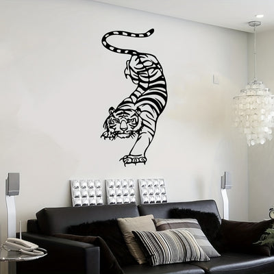 This metal art tiger wall decoration adds a touch of wild elegance to any room. This durable statement piece is crafted with precision and coated with a glossy finish for effortless shelf or wall display. Its realistic design and lifelike features make it the perfect decoration for any living space and occasion.