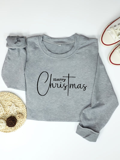 This stylish pullover sweatshirt is perfect for the holidays! With a cozy and comfortable design, it features a festive Christmas letter print that will make you stand out. Great for layering, enjoy the holiday spirit in style.