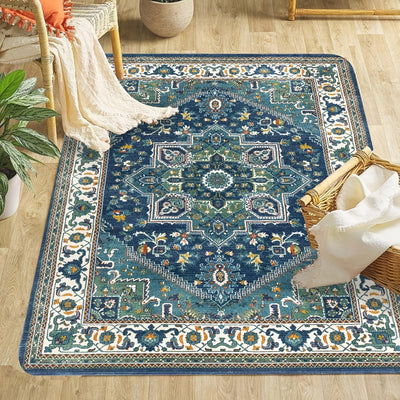 This Boho Chic area rug will give your living space a cozy, vintage feel, while the non-slip backing adds convenience and ease of use. Its patterned design features a mix of classic colors, creating a timeless look and feel.