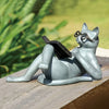 Whimsical Cat Reading Statue: Adorn Your Garden with this Charming Resin Ornament, Perfect for Patio, Yard, and Home Office Decor!