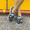 Fun and Fashionable Women's Halloween Print Canvas Shoes: Funny Cartoon Skull & Spider Pattern Lace-Up Loafers - Slip into Spooky Style!