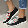 Playful Prints: Women's Cartoon-Printed Flat Loafers - Colorblock Lace-Up Slip-On Shoes for Fashionable Footwear