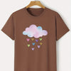 Heart Showers: Men's Colorful Cloud Print Tee for a Fun and Casual Summer Look