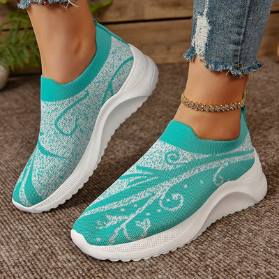 Comfort meets style with our Women's Printed Sock Sneakers - Slip-On, Breathable, and Trendy!