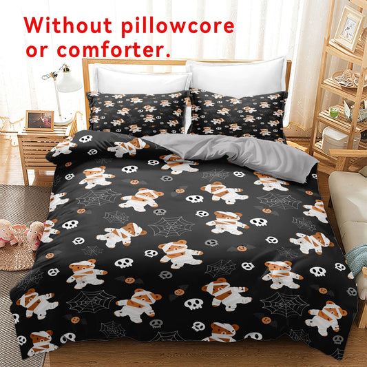Cartoon Bear & Spider Web Print Duvet Cover Set - Perfect Gift for Kids and Families - Includes 1 Duvet Cover and 2 Pillowcases (No Core)