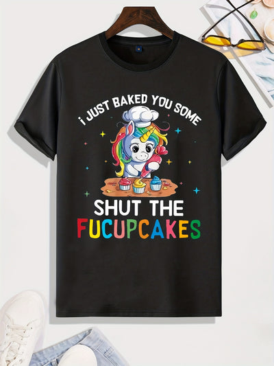 Unicorn Cartoon Graphic Novelty Men's Casual T-Shirts, Round Neck Tees Top Summer Clothes