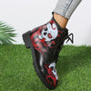 Wickedly Stylish: Women's Skull Print Combat Boots - Fashionable, Comfortable, and Perfect for Halloween