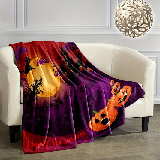 Stay warm and comfy while celebrating the Halloween season with this stylish personalized flannel blanket. Crafted from soft, durable flannel fabric, the throw blanket makes a perfect companion for your couch, bed, sofa, camping trip, and other activities. It's lightweight and easy to transport, so you can take it with you wherever you go.