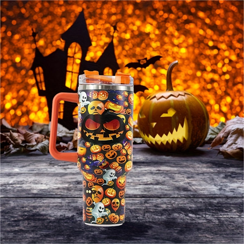 40oz Halloween Ghost and Pumpkin Tumbler With Lid And Straw, Stainless