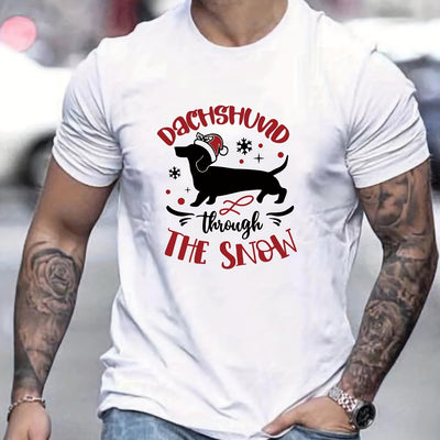 Cartoon Dog Letter Pattern Men's T-Shirt: A Fun and Stylish Choice for Summer and Outdoor Adventures