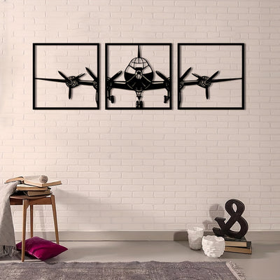 High-Flying Metal Wall Art: 3-Piece Aircraft Silhouette Decor Set for Home Décor, Restaurant, Café, and Garage