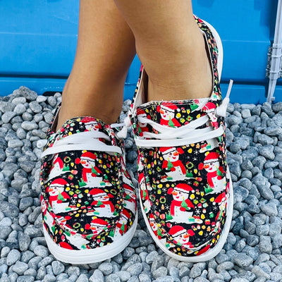 Festive and Fun: Women's Cartoon Snowman Pattern Loafers for a Stylish Christmas Look