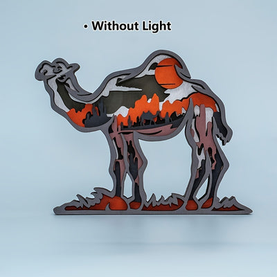 3D Wooden Art Camel Statue Night Light: Exquisite Ornamental LED Decor for Home and Office Spaces - Perfect Gift for Birthdays, Christmas, and Loved Ones